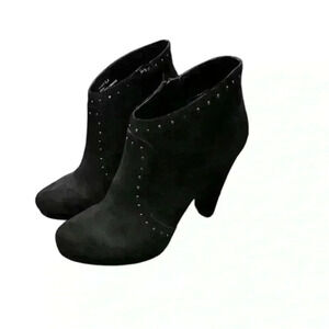 NWOT Chic Black Suede Ankle Booties with Studded Detail